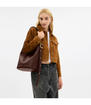 BOLSA COACH NEW YORK BLEECKER BUCKET MARROM