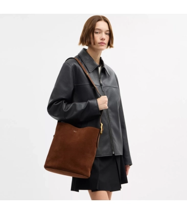 BOLSA COACH NEW YORK BLEECKER BUCKET MARROM