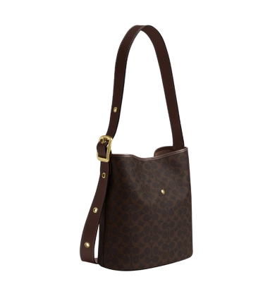 BOLSA COACH NEW YORK BLEECKER SIGNATURE BUCKET MARROM