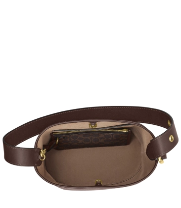 BOLSA COACH NEW YORK BLEECKER SIGNATURE BUCKET MARROM