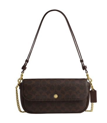 BOLSA COACH NEW YORK BROOK FLAP CHAIN MARROM