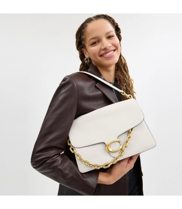 BOLSA COACH NEW YORK CHAIN TABBY SHOULDER 30 BRANCO