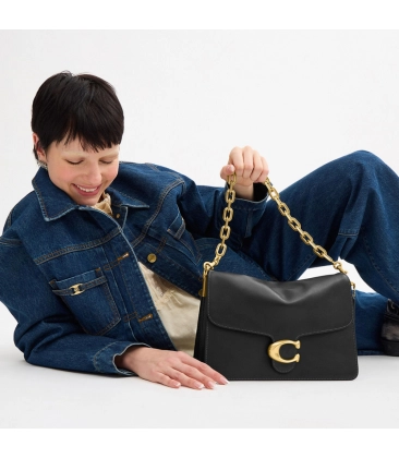 BOLSA COACH NEW YORK CHAIN TABBY SHOULDER 30 PRETO