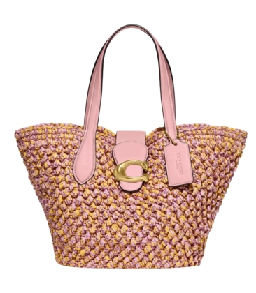 BOLSA COACH NEW YORK STRAW TOTE ROSA