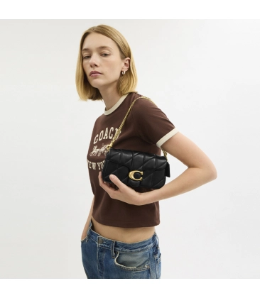 BOLSA COACH NEW YORK TABBY CHAIN CROSSBODY 19 WITH QUILTING PRETO