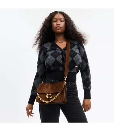 BOLSA COACH NEW YORK TABBY CHAIN SHOULDER 30 MARROM