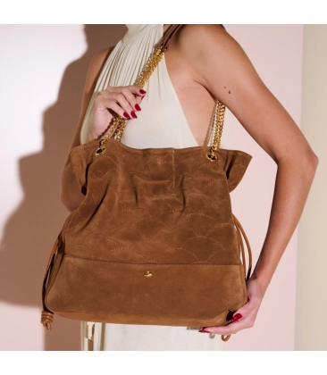 BOLSA GRANDE SHOPPING LUIZA BARCELOS CARAMELO