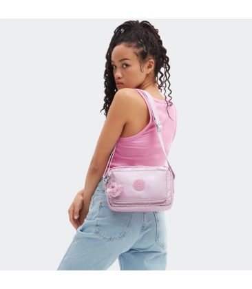 BOLSA KIPLING ABANU M METALLIC LILAC ROSA