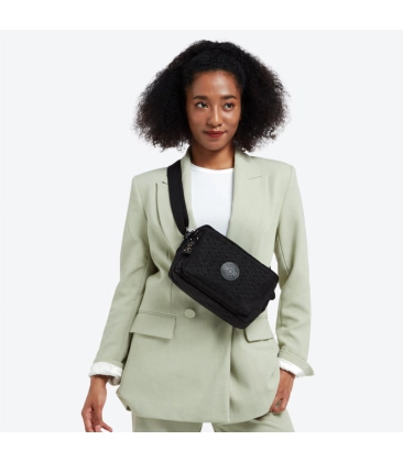 BOLSA KIPLING ABANU M SIGNATURE EMB PRETO