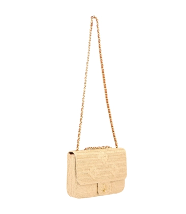 BOLSA MÉDIA BORDADO FLORAL LUIZA BARCELOS BEGE