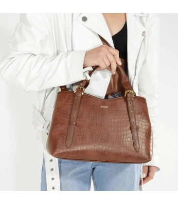 BOLSA MÉDIA MAEVE CROCO SCHUTZ MARROM