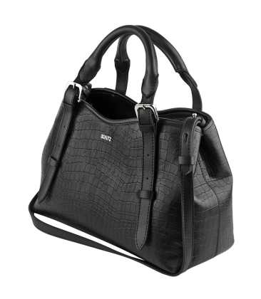 BOLSA MÉDIA MAEVE CROCO SCHUTZ PRETO