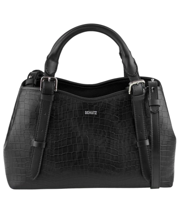 BOLSA MÉDIA MAEVE CROCO SCHUTZ PRETO