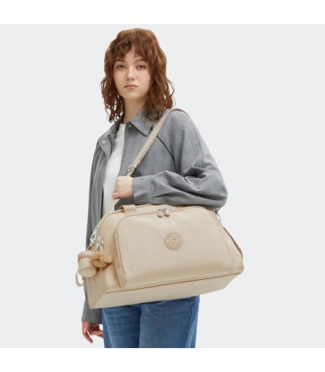 BOLSA MATERNIDADE KIPLING CAMAMA SPARKLED BEIGE BEGE