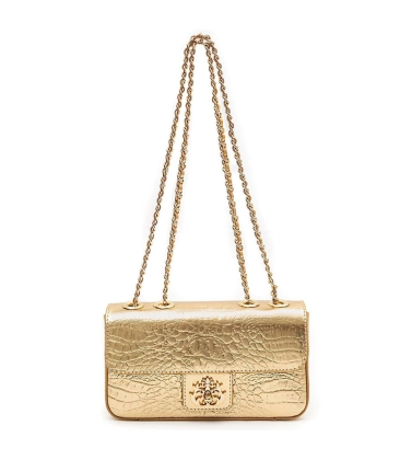 BOLSA MÉDIA ANNE NEW CROCO ISLA DOURADO