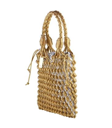 BOLSA MÉDIA TRAMADA LUIZA BARCELOS DOURADO