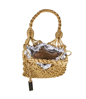 BOLSA MÉDIA TRAMADA LUIZA BARCELOS DOURADO