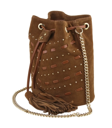 BOLSA PEQUENA BUCKET LUIZA BARCELOS CARAMELO