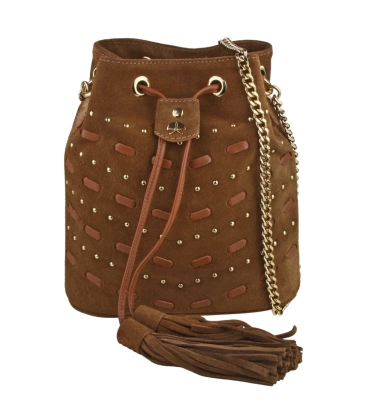 BOLSA PEQUENA BUCKET LUIZA BARCELOS CARAMELO