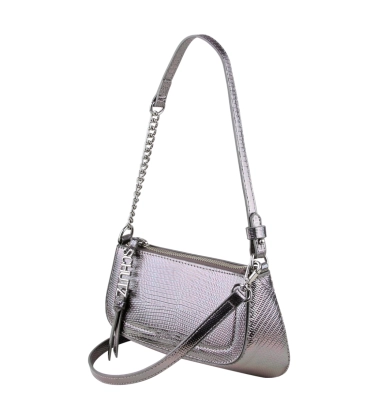 BOLSA PEQUENA CROCO TINA SCHUTZ PRATA