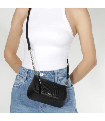 BOLSA PEQUENA CROCO TINA SCHUTZ PRETO