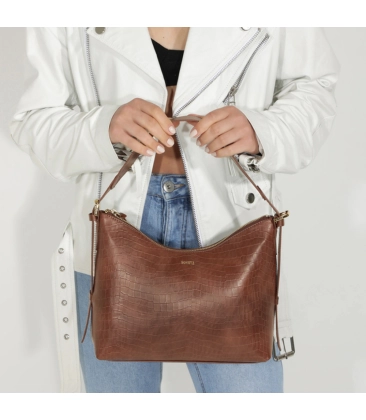 BOLSA PEQUENA MAEVE CROCO SCHUTZ MARROM