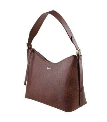 BOLSA PEQUENA MAEVE CROCO SCHUTZ MARROM