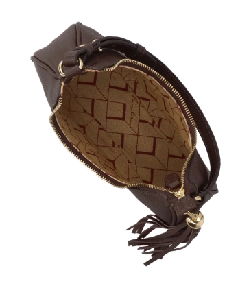 BOLSA PEQUENA MEIA LUA LUIZA BARCELOS MARROM
