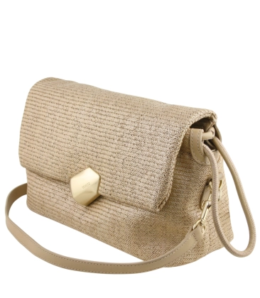 BOLSA PEQUENA RÁFIA SCHUTZ BEGE