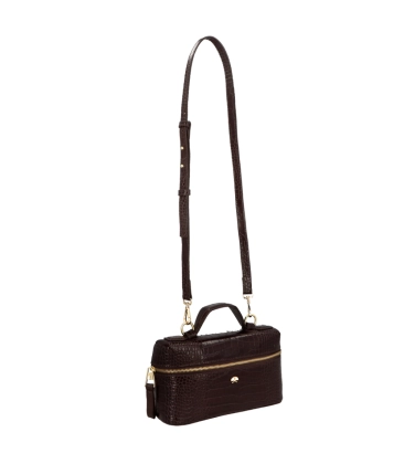 BOLSA PEQUENA VANITY CROCO LUIZA BARCELOS MARROM