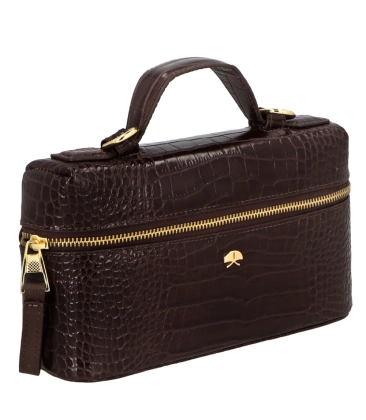 BOLSA PEQUENA VANITY CROCO LUIZA BARCELOS MARROM
