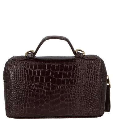 BOLSA PEQUENA VANITY CROCO LUIZA BARCELOS MARROM