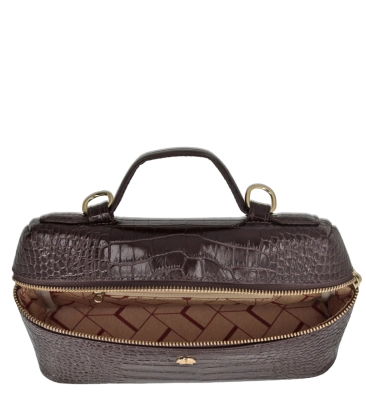 BOLSA PEQUENA VANITY CROCO LUIZA BARCELOS MARROM