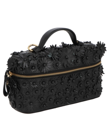 BOLSA PEQUENA VANITY FLORAL LUIZA BARCELOS PRETO