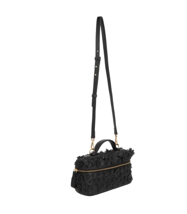 BOLSA PEQUENA VANITY FLORAL LUIZA BARCELOS PRETO