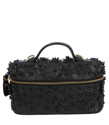 BOLSA PEQUENA VANITY FLORAL LUIZA BARCELOS PRETO