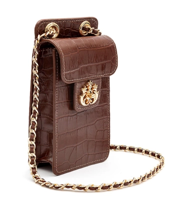 BOLSA POUCH ANNE MAXI CROCO ISLA MARROM