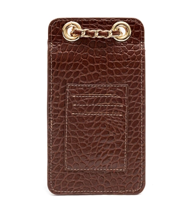 BOLSA POUCH ANNE MAXI CROCO ISLA MARROM