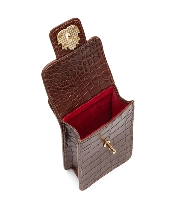 BOLSA POUCH ANNE MAXI CROCO ISLA MARROM