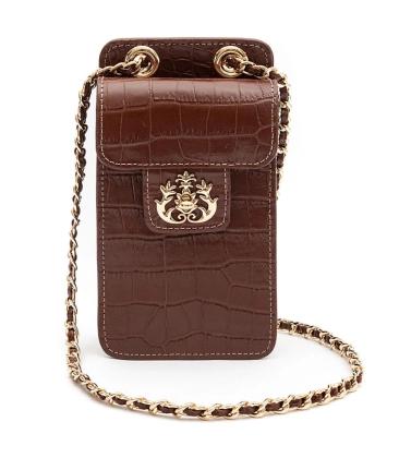 BOLSA POUCH ANNE MAXI CROCO ISLA MARROM