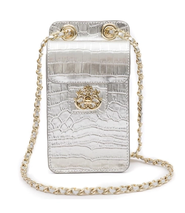 BOLSA POUCH ANNE NEW CROCO ISLA PRATA