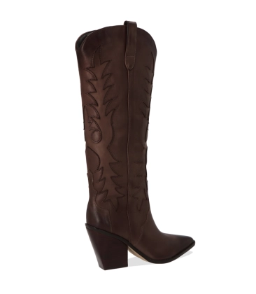 BOTA SALTO ALTO WESTERN LUIZA BARCELOS MARROM