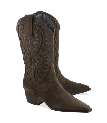 BOTA SALTO BAIXO COWBOY LUIZA BARCELOS MARROM