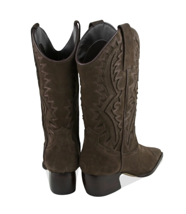 BOTA SALTO BAIXO COWBOY LUIZA BARCELOS MARROM