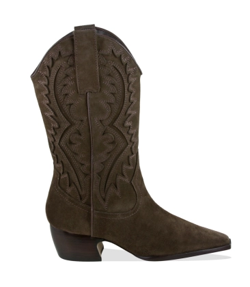 BOTA SALTO BAIXO COWBOY LUIZA BARCELOS MARROM