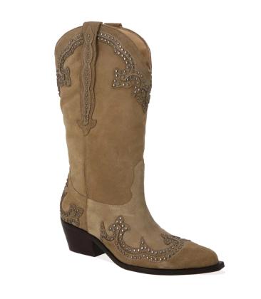 BOTA SALTO BAIXO WESTERN LUIZA BARCELOS BEGE