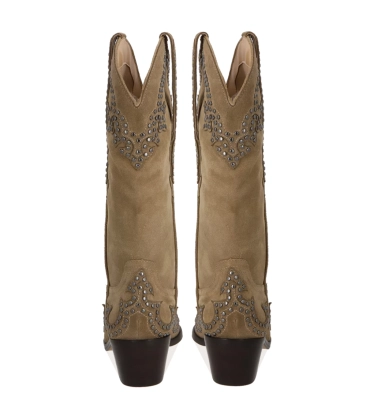 BOTA SALTO BAIXO WESTERN LUIZA BARCELOS BEGE