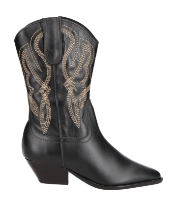 BOTA SALTO BAIXO WESTERN LUIZA BARCELOS PRETO