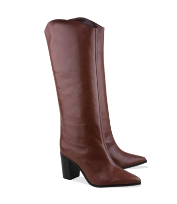 BOTA SALTO BLOCO ALTO MARYANA SCHUTZ MARROM