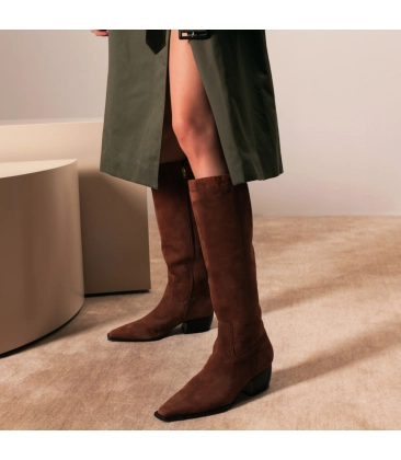 BOTA SALTO MÉDIO WESTERN LUIZA BARCELOS MARROM